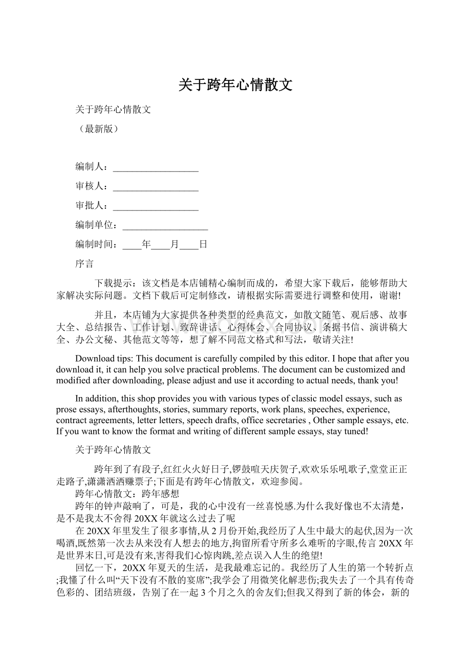 关于跨年心情散文Word文档格式.docx