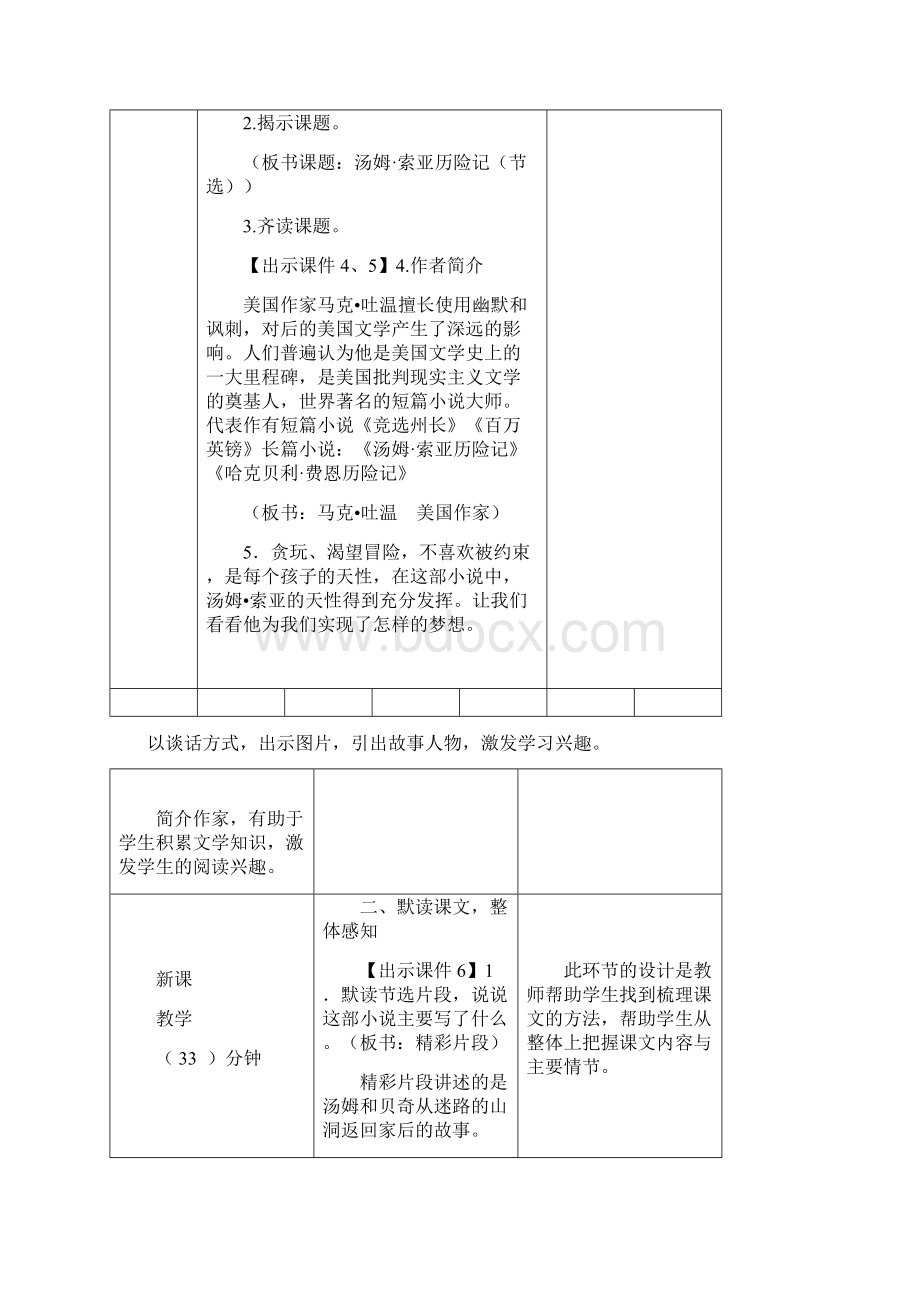 部编版六年级语文下册 7 汤姆索亚历险记节选教案Word格式文档下载.docx_第2页