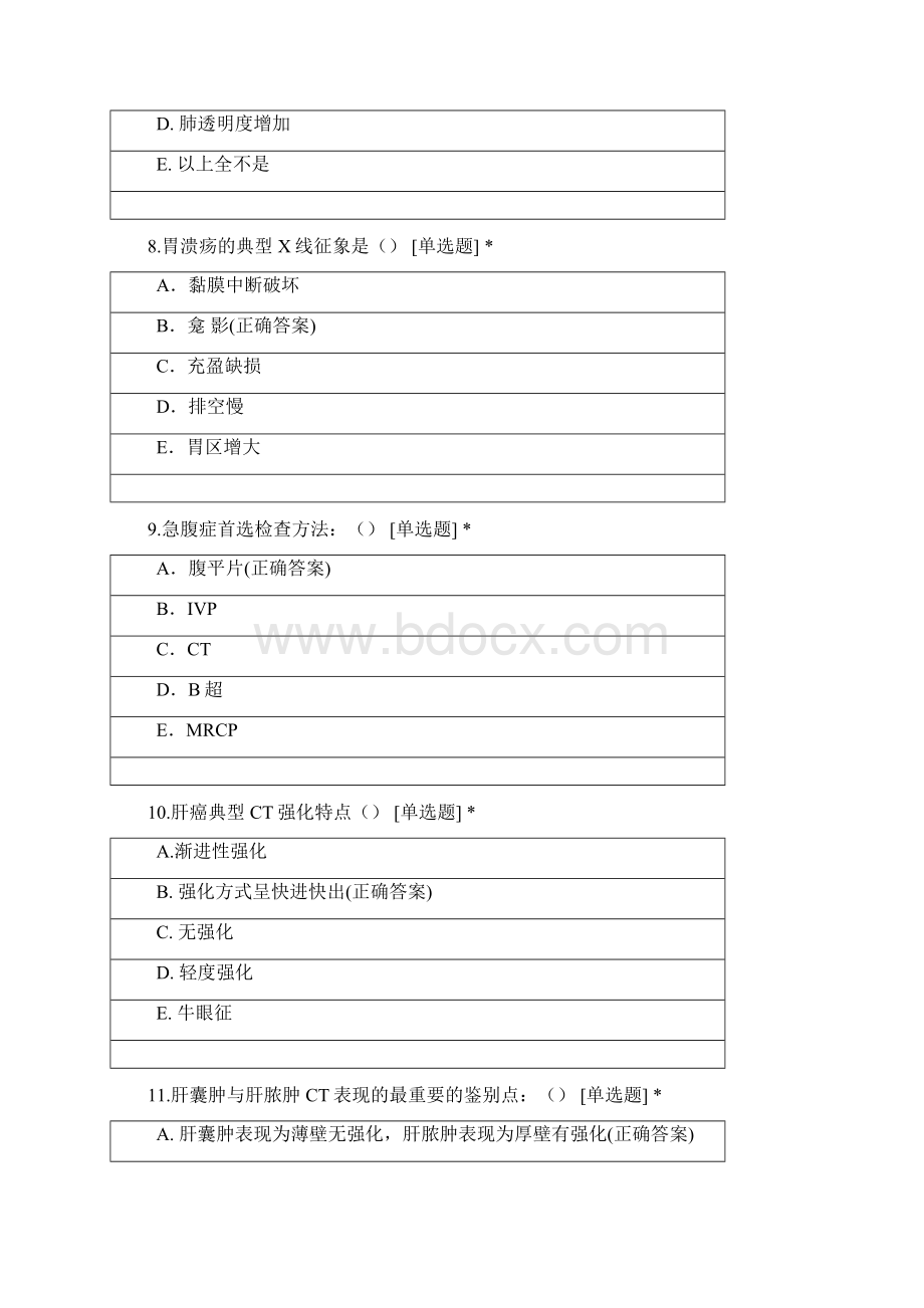 0730放射科进修生诊断类出科试题及答案.docx_第3页