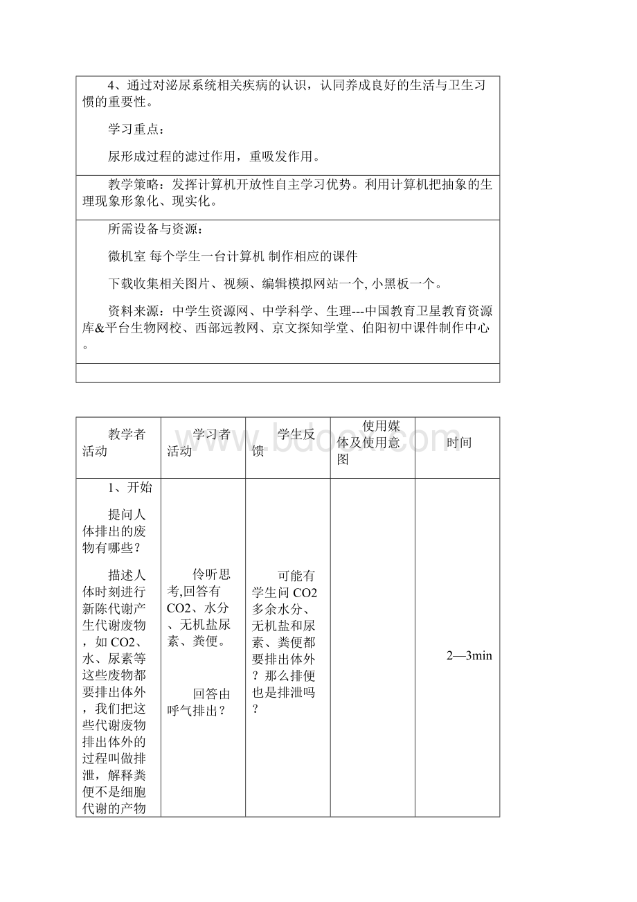 七年级生物下册教案4112 尿的形成与排出17北师大版Word格式文档下载.docx_第2页