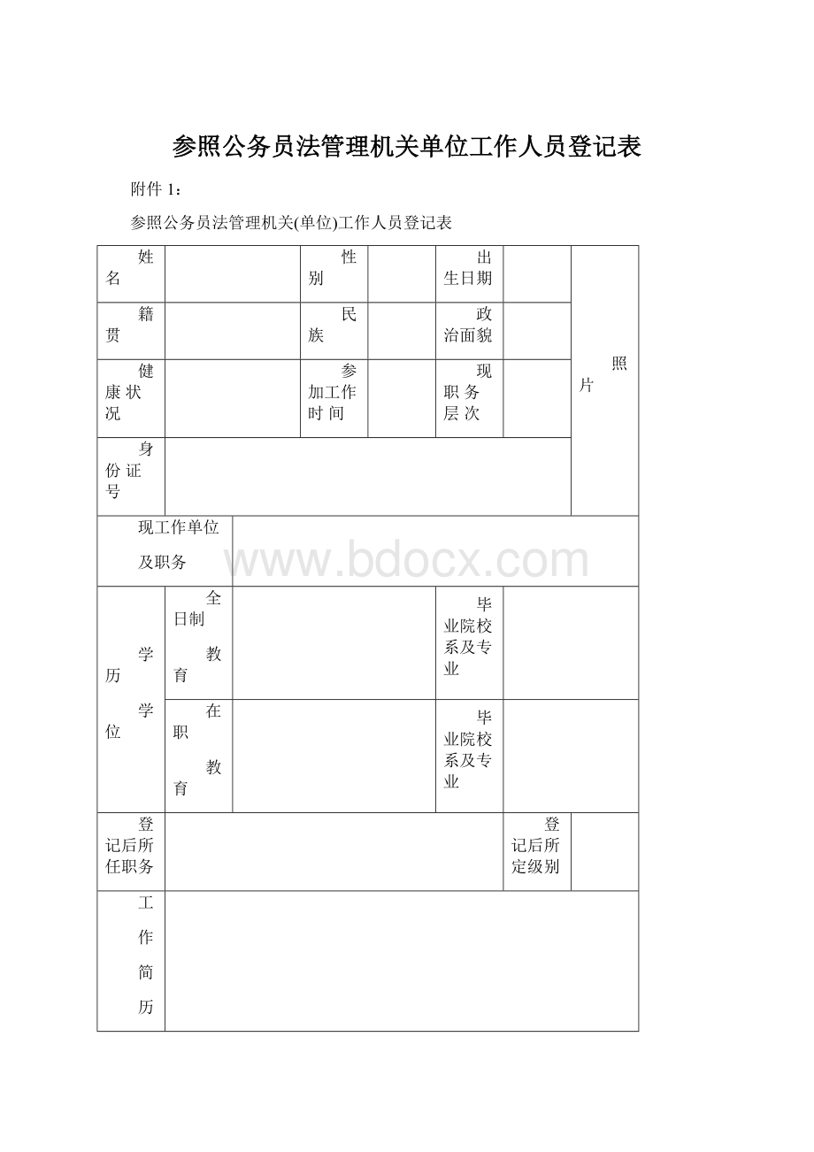 参照公务员法管理机关单位工作人员登记表.docx_第1页