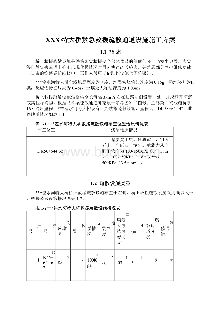 XXX特大桥紧急救援疏散通道设施施工方案.docx_第1页