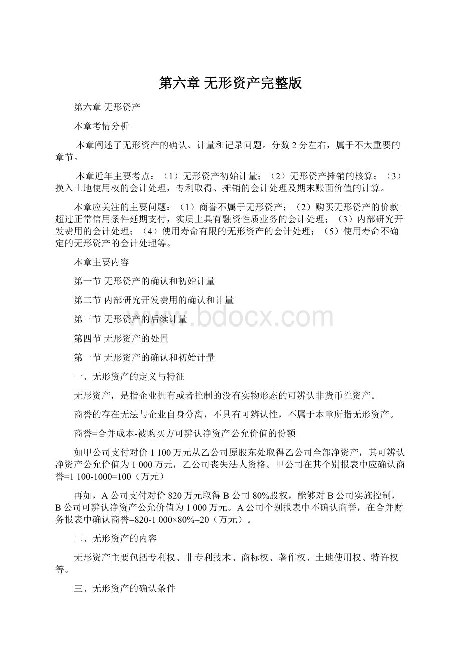 第六章无形资产完整版Word格式文档下载.docx