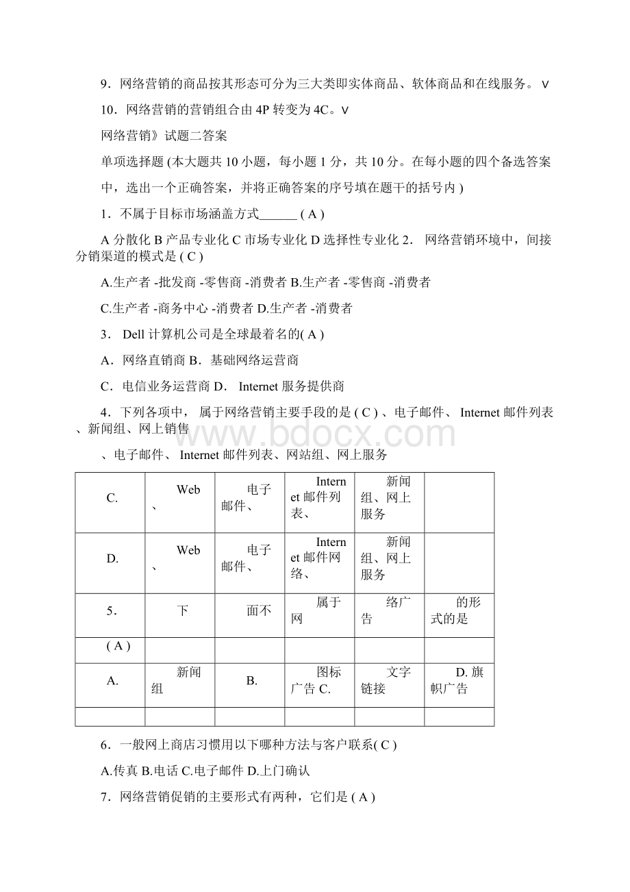 网络营销试题一答案.docx_第3页