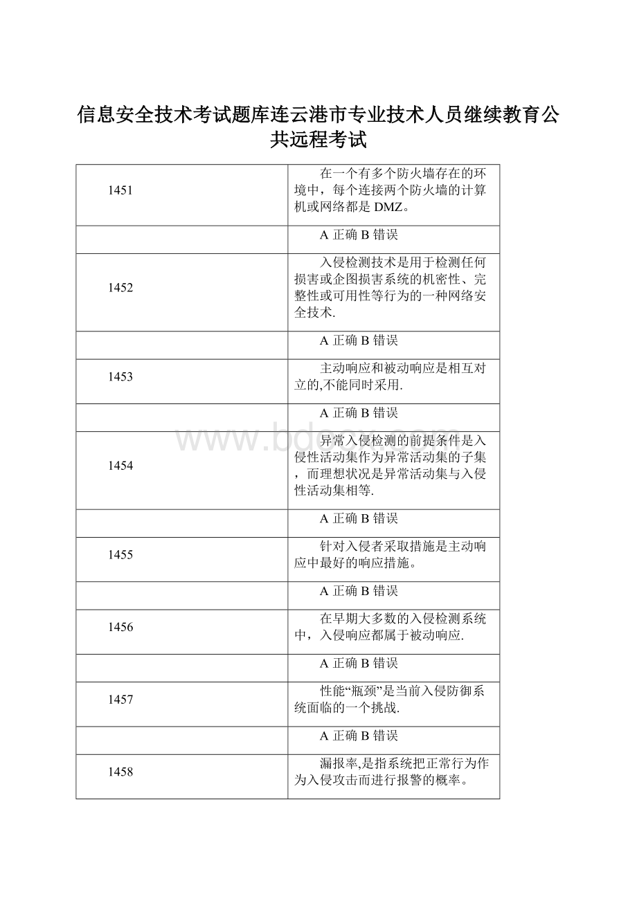 信息安全技术考试题库连云港市专业技术人员继续教育公共远程考试.docx_第1页