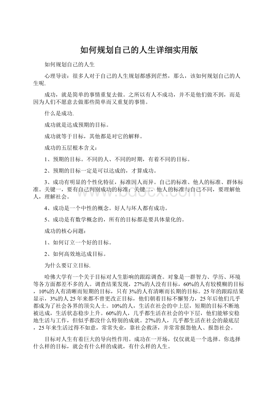 如何规划自己的人生详细实用版Word格式文档下载.docx