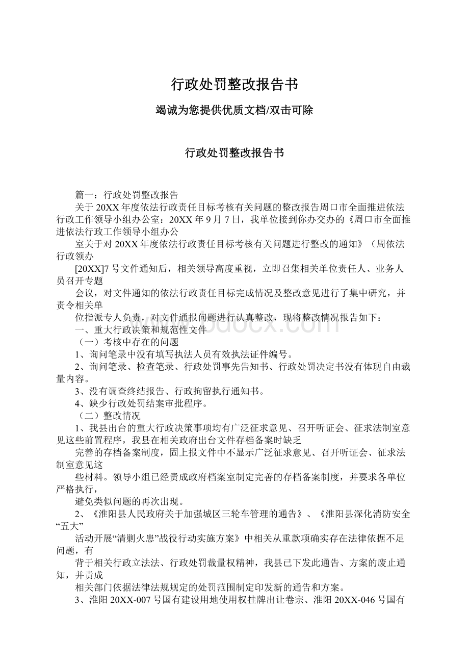 行政处罚整改报告书.docx_第1页