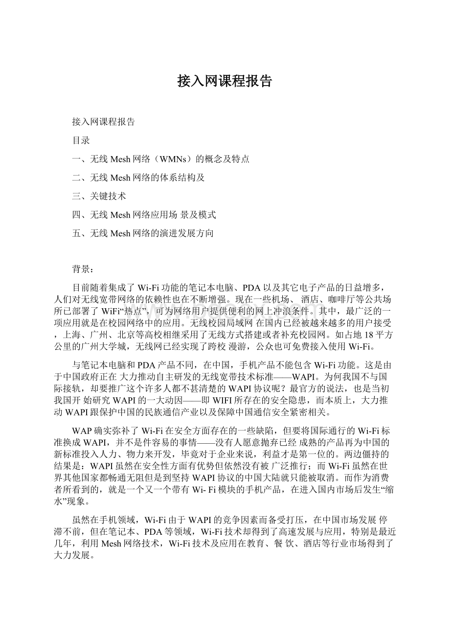 接入网课程报告Word文档格式.docx