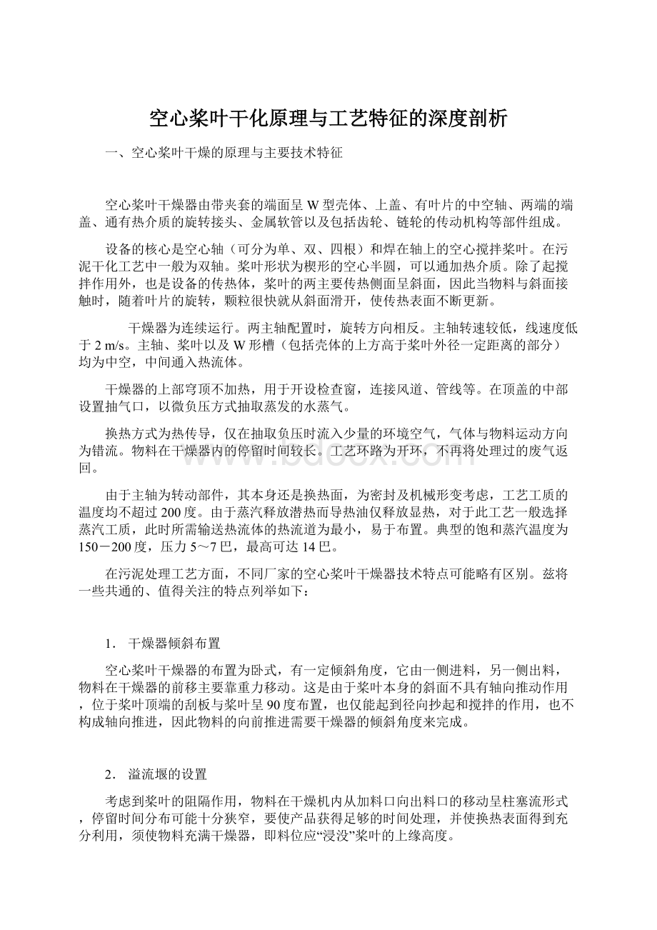 空心桨叶干化原理与工艺特征的深度剖析Word文档下载推荐.docx