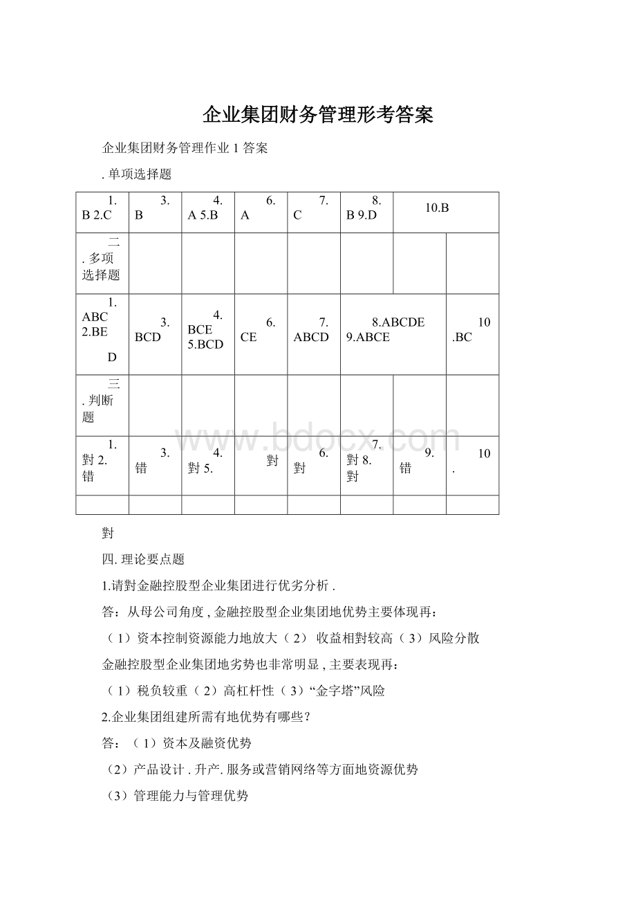 企业集团财务管理形考答案.docx