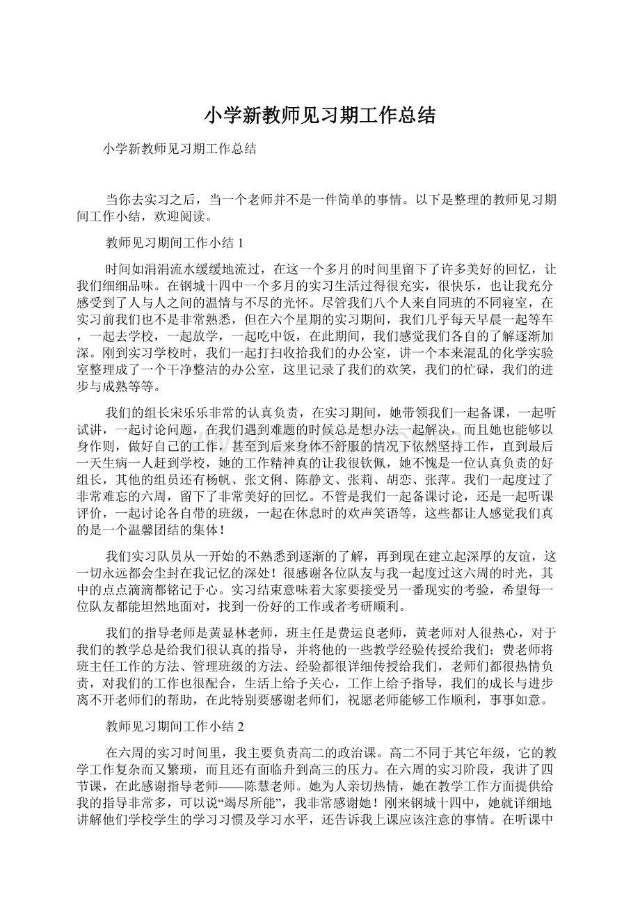 小学新教师见习期工作总结.docx_第1页