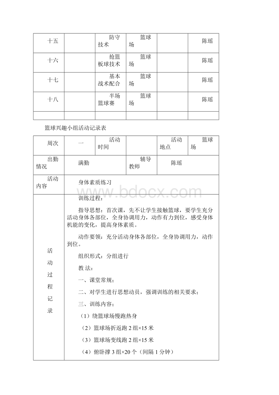 篮球兴趣小组活动进度表过程记录表活动过程教案.docx_第3页