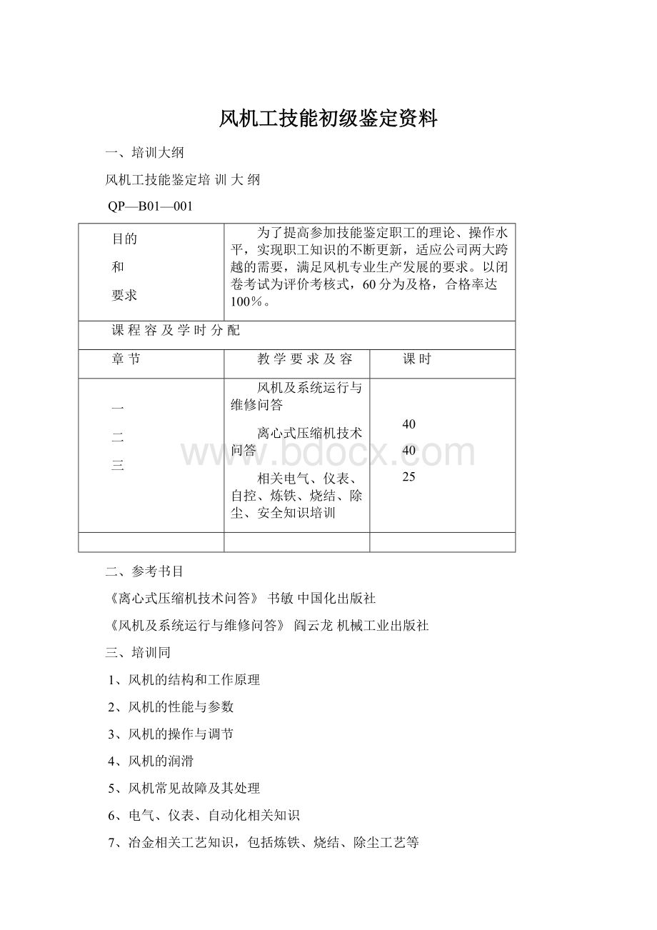 风机工技能初级鉴定资料.docx_第1页