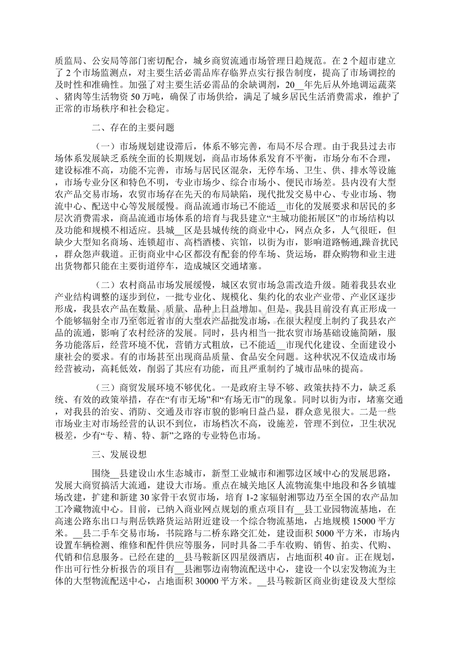 县商务流通市场体系建设情况的调研报告范文Word文档下载推荐.docx_第2页