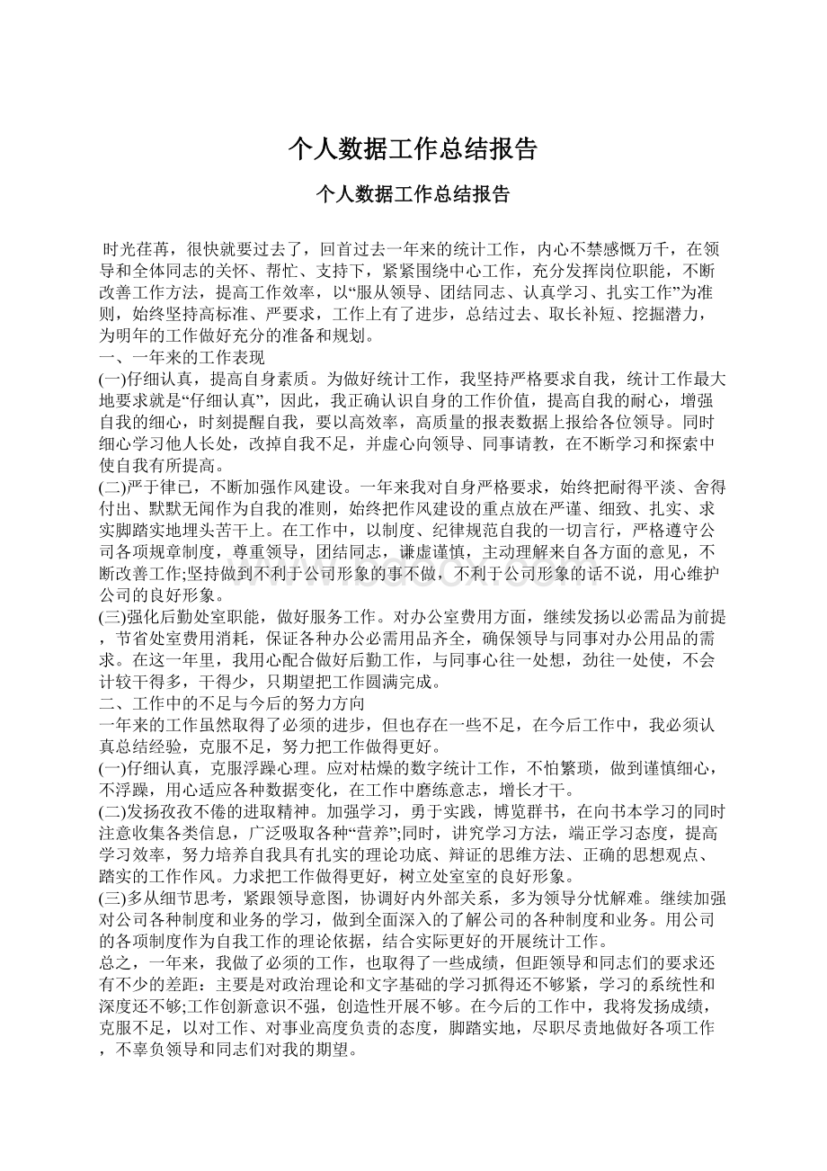 个人数据工作总结报告.docx_第1页