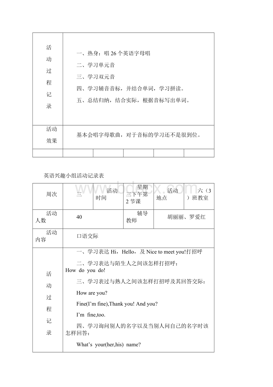 小学英语兴趣小组活动记录.docx_第2页