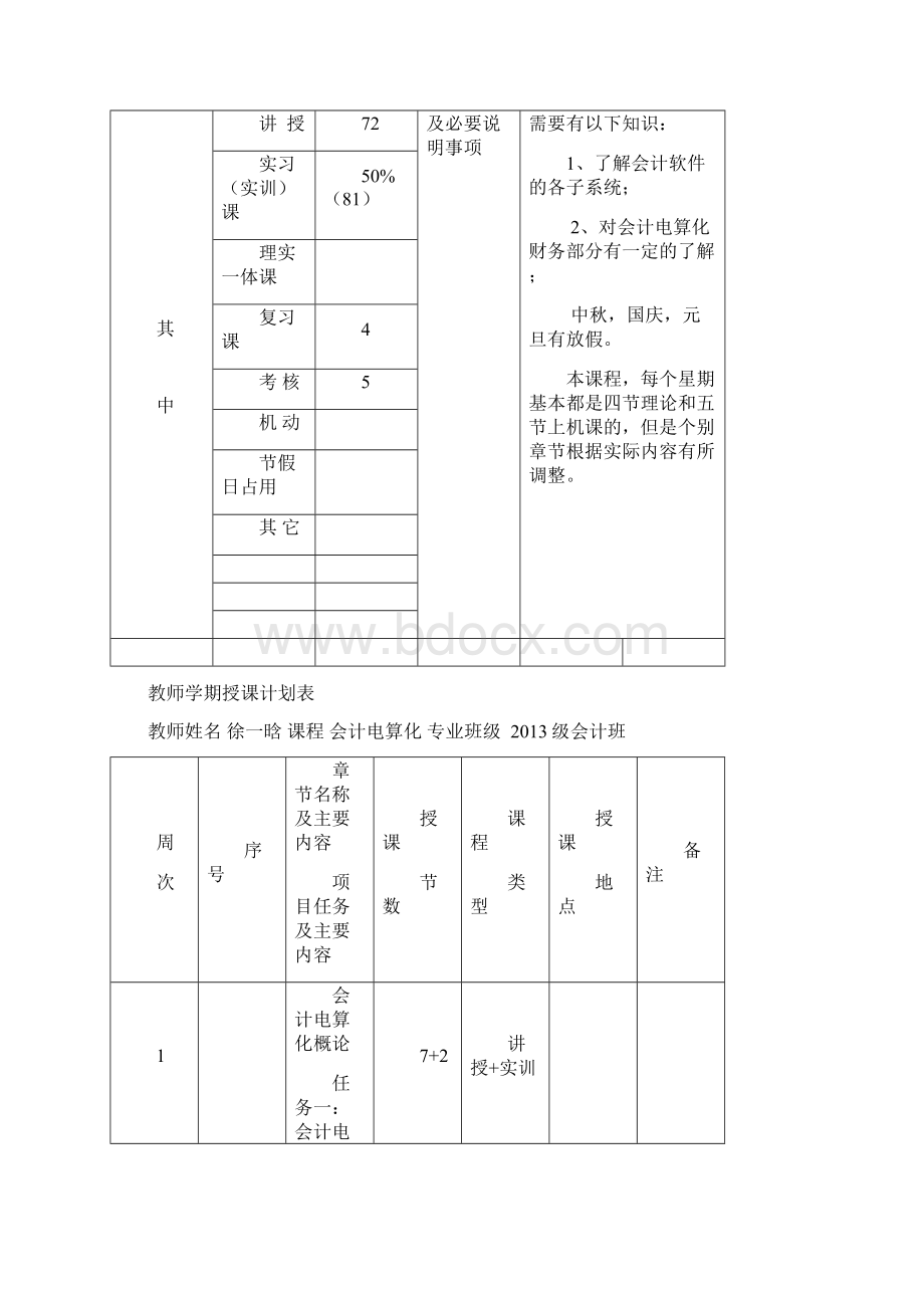 会计电算化学期授课计划新教学内容.docx_第2页