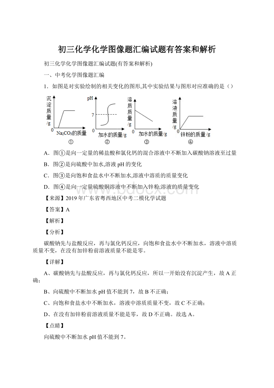 初三化学化学图像题汇编试题有答案和解析文档格式.docx