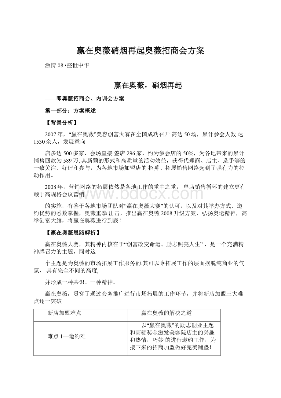 赢在奥薇硝烟再起奥薇招商会方案Word格式.docx_第1页