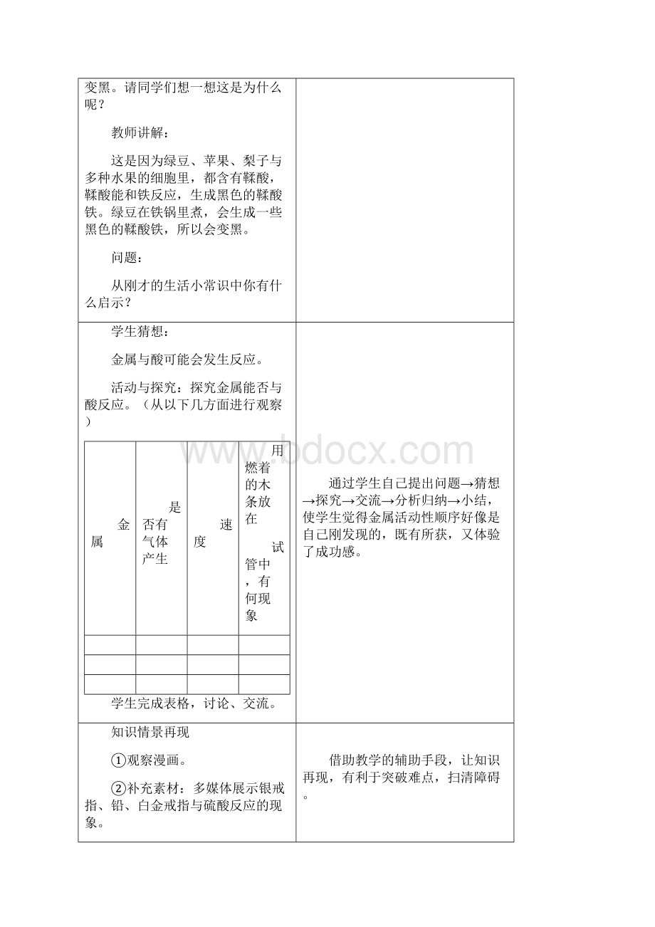 九年级化学下册 第八单元 金属和金属材料 课题金属的化学性质教学案 新人教版.docx_第3页