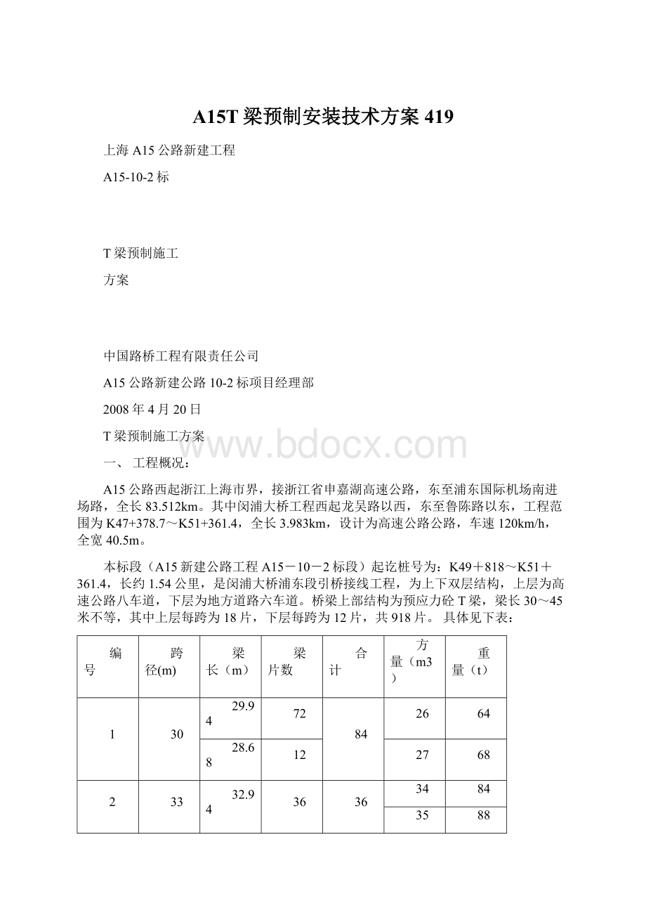 A15T梁预制安装技术方案419Word格式.docx