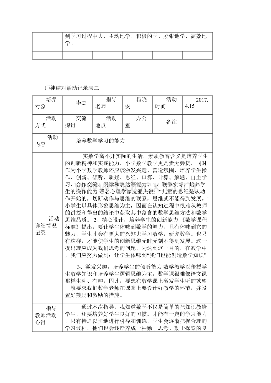 师徒结对活动记录表徒弟说课材料Word格式.docx_第2页