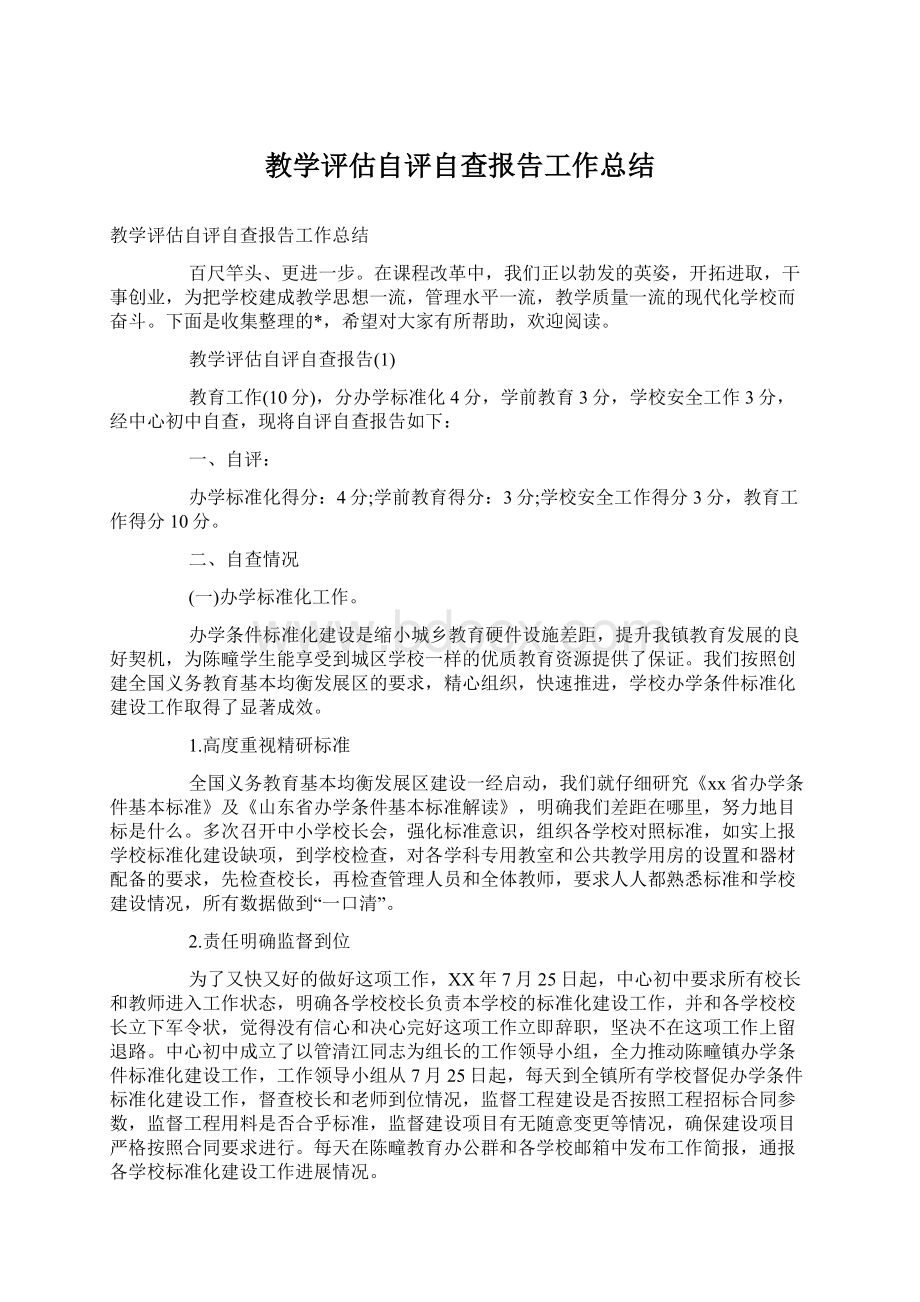 教学评估自评自查报告工作总结.docx