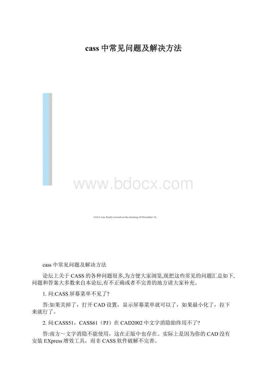 cass中常见问题及解决方法Word文件下载.docx