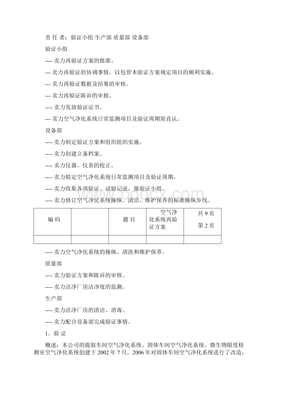 洁净厂房空气净化系统验证Word格式文档下载.docx_第2页