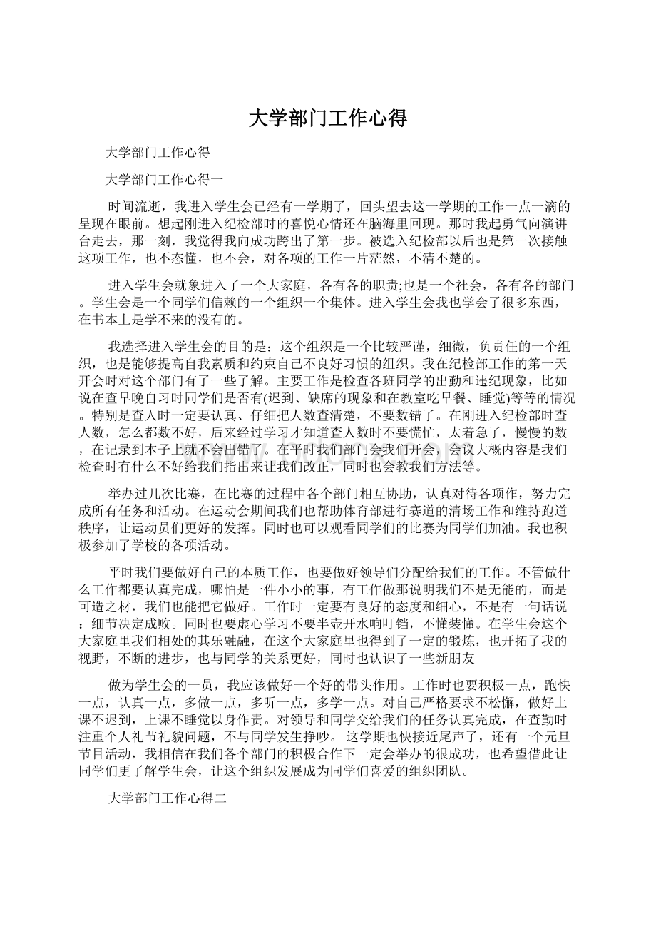 大学部门工作心得.docx