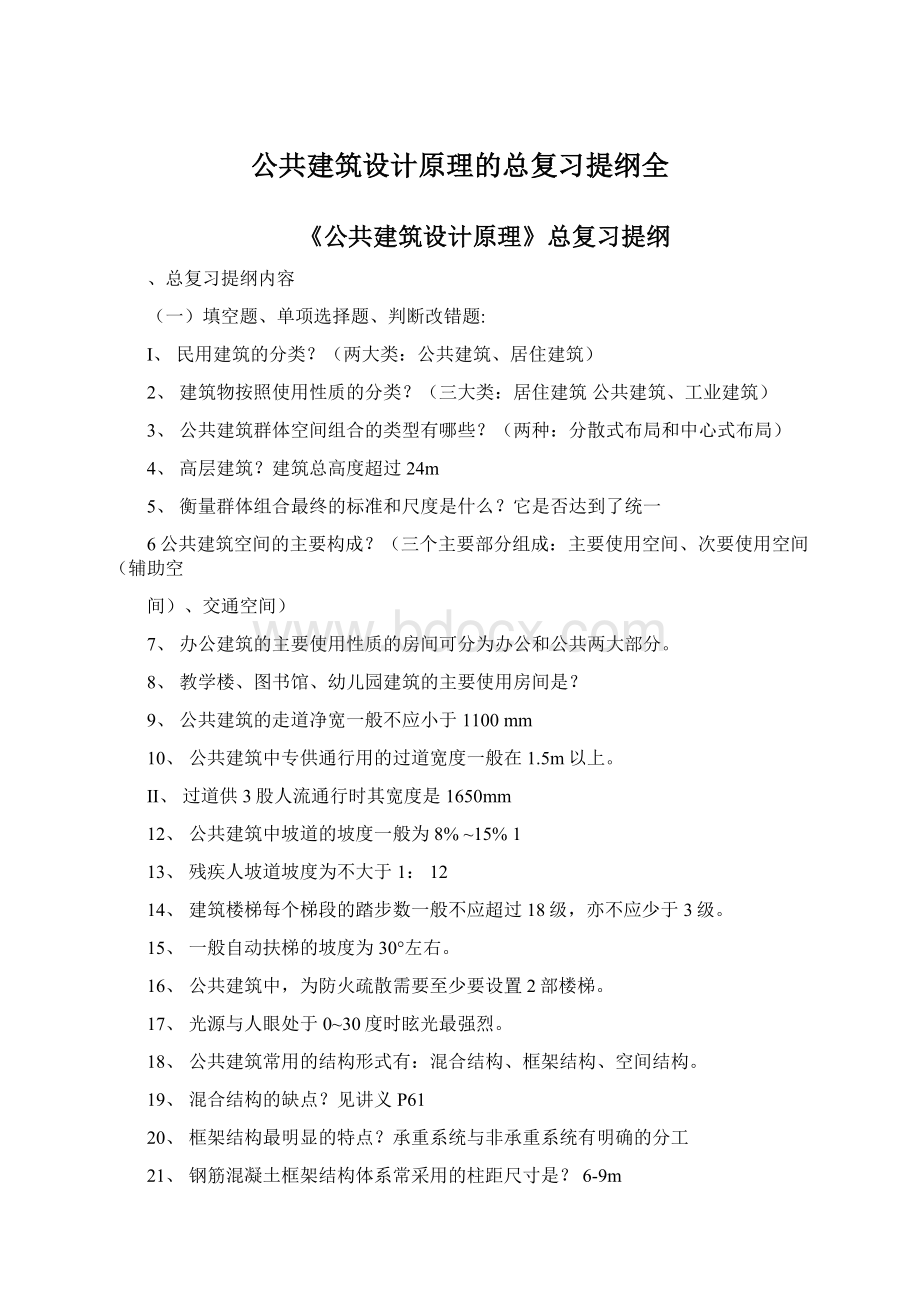 公共建筑设计原理的总复习提纲全.docx_第1页