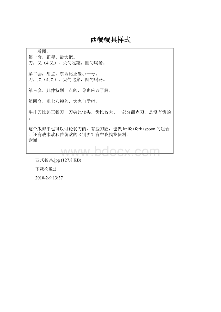 西餐餐具样式Word格式文档下载.docx