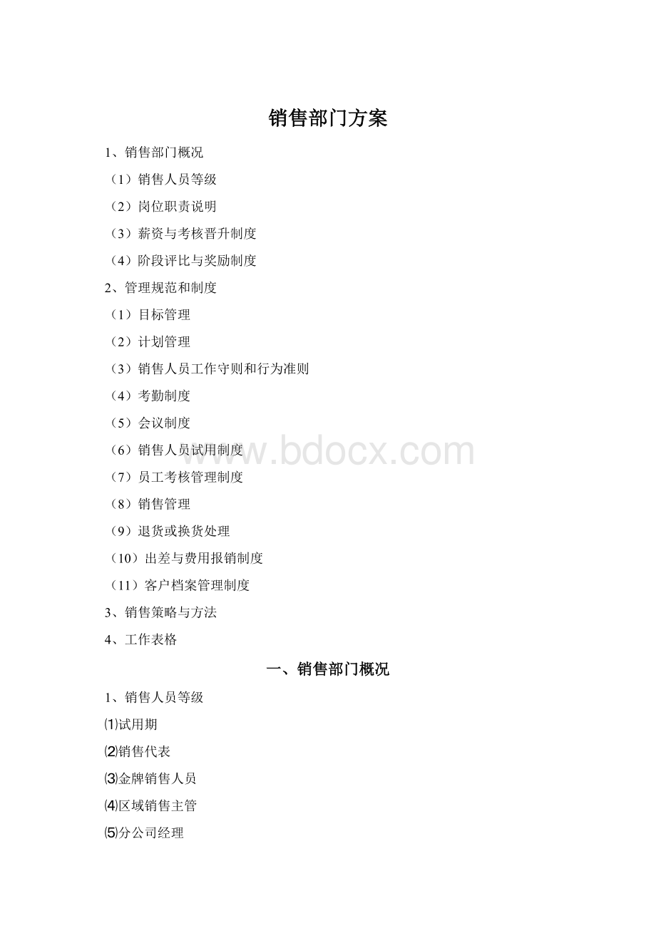 销售部门方案Word文档格式.docx