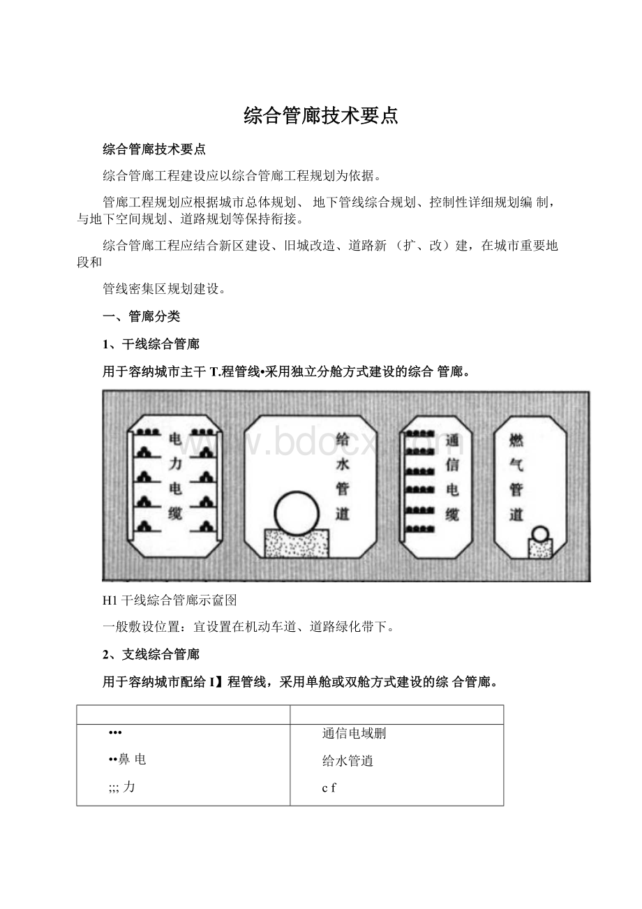 综合管廊技术要点Word下载.docx