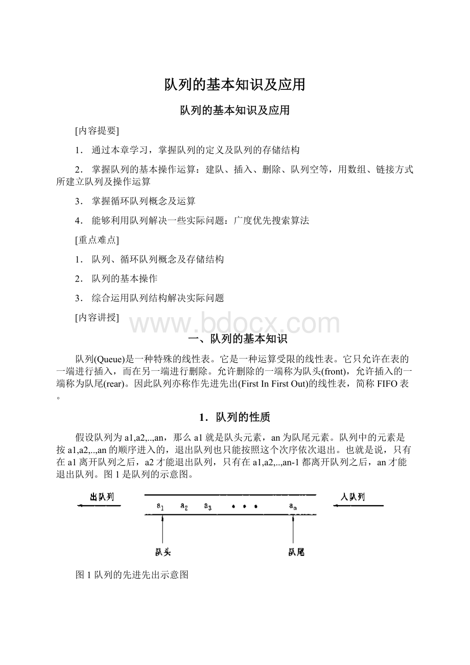 队列的基本知识及应用.docx