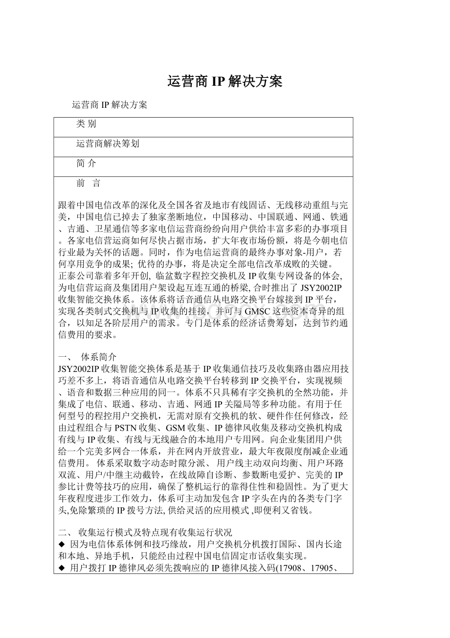 运营商IP解决方案Word下载.docx