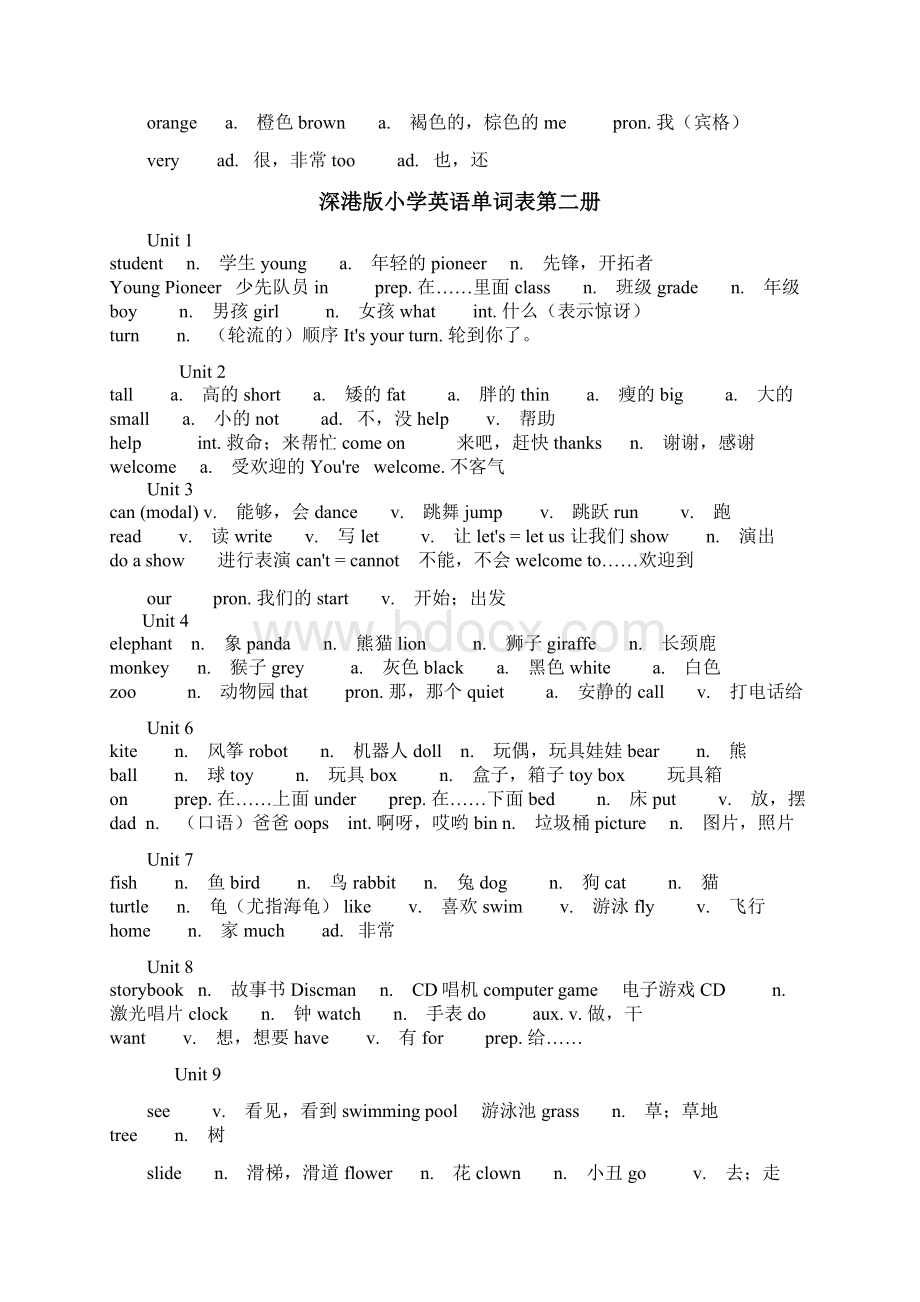 深港版小学教育英语单词汇总.docx_第2页