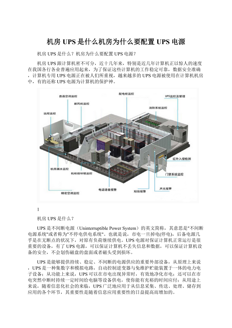 机房UPS是什么机房为什么要配置UPS电源Word文档下载推荐.docx_第1页