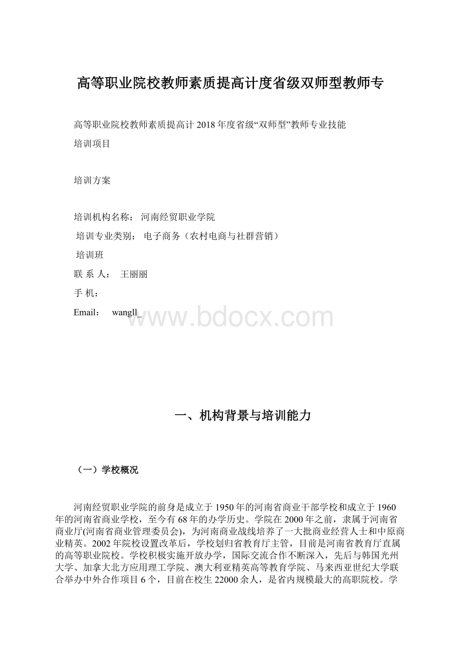 高等职业院校教师素质提高计度省级双师型教师专Word下载.docx