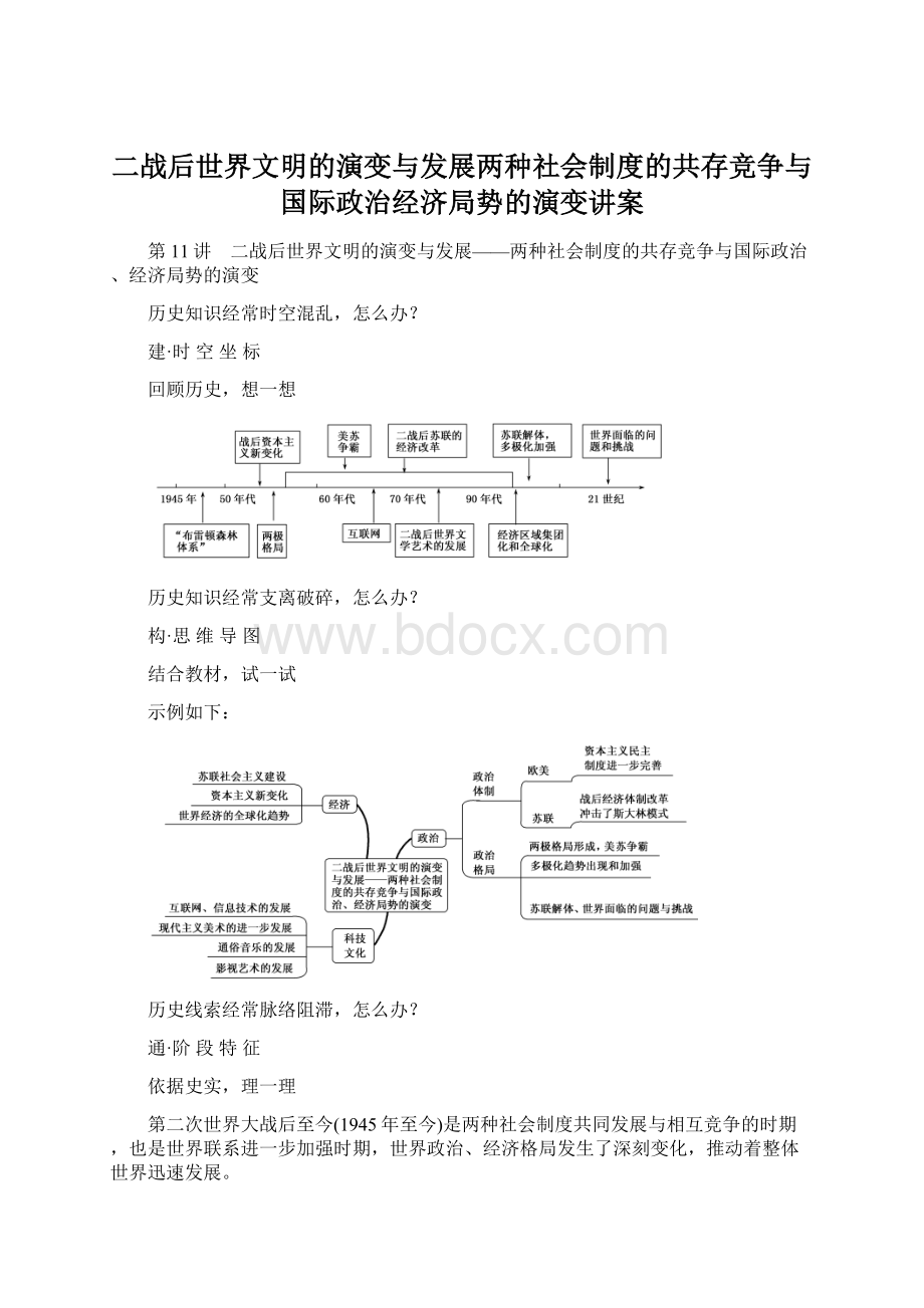 二战后世界文明的演变与发展两种社会制度的共存竞争与国际政治经济局势的演变讲案.docx