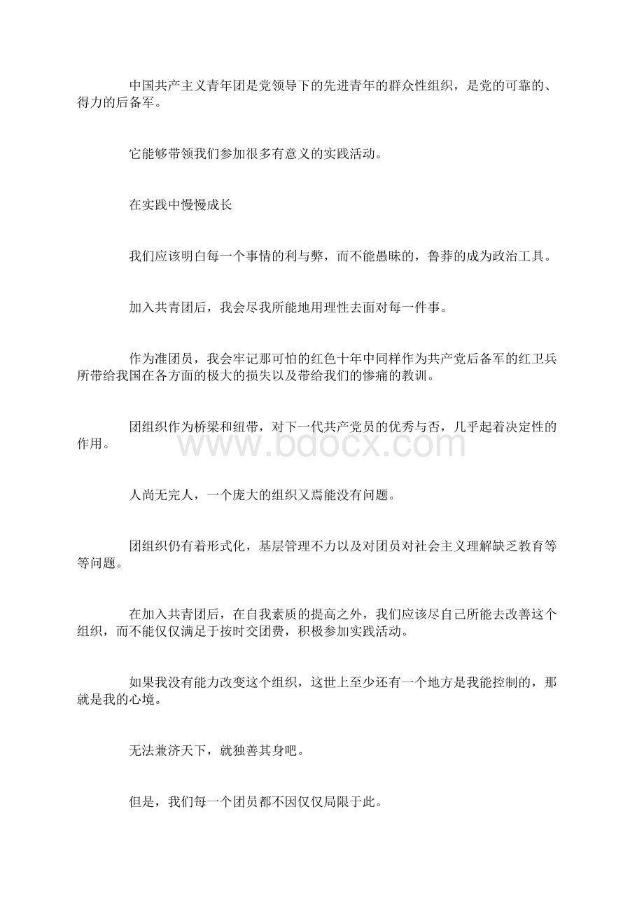 中国共产主义青年团入团志愿1000字2入团志愿书docWord文档下载推荐.docx_第3页