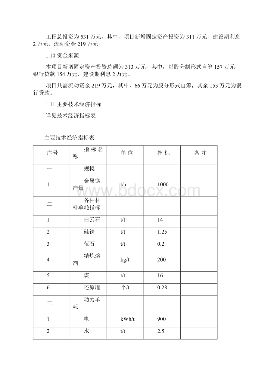 年产1000吨金属镁技术改造项目可行性报告Word文档下载推荐.docx_第3页