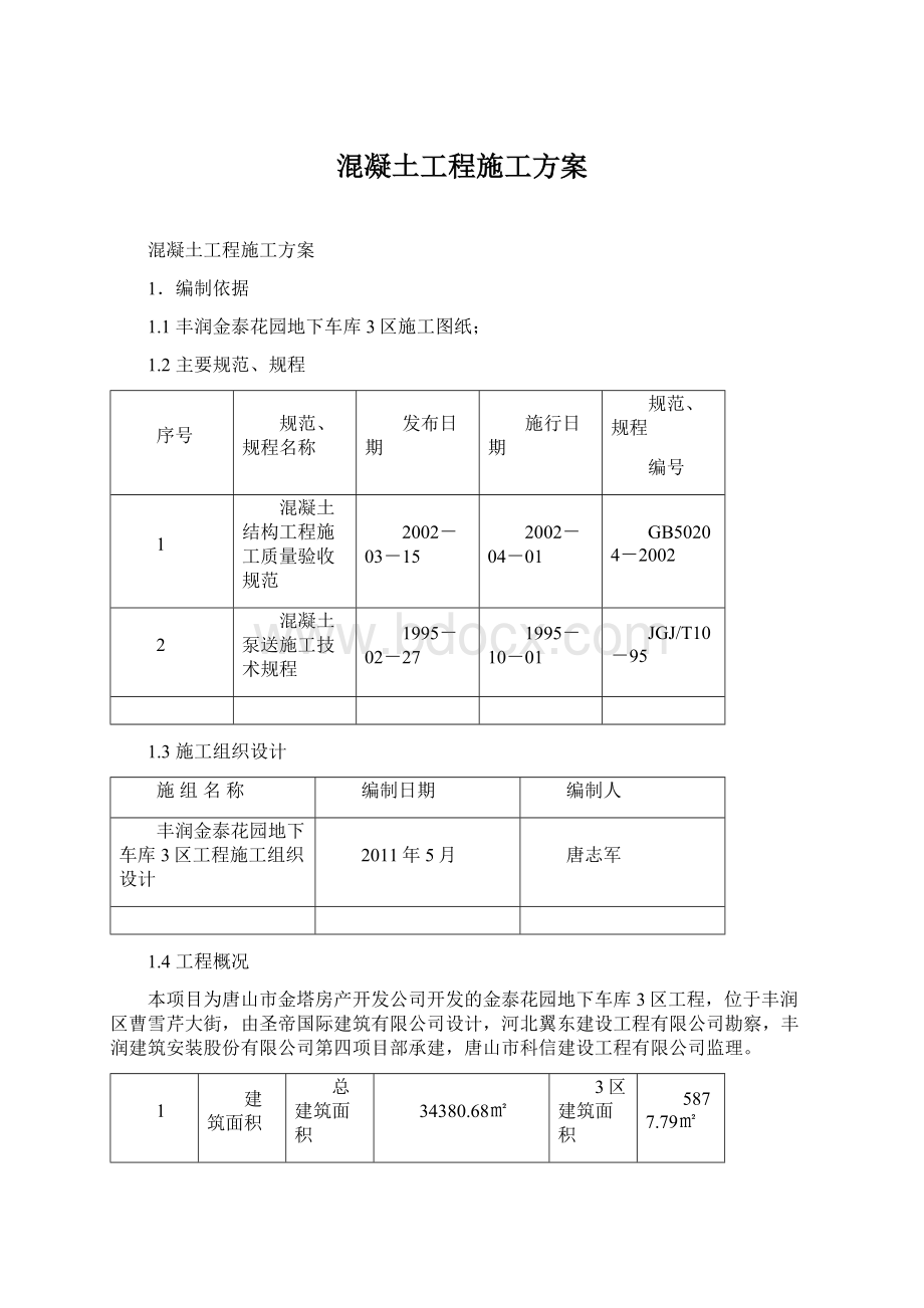 混凝土工程施工方案Word下载.docx