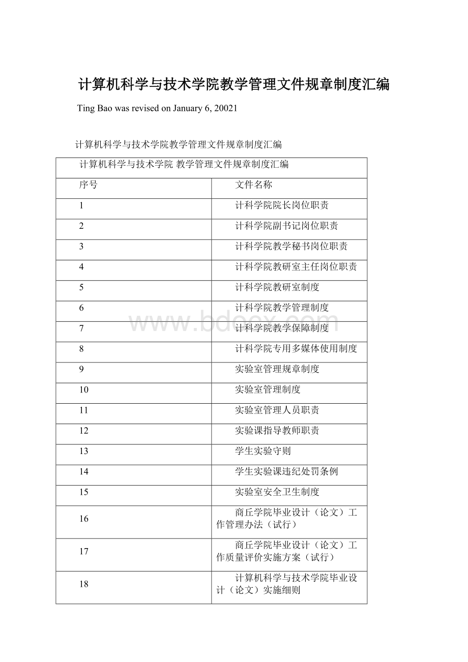 计算机科学与技术学院教学管理文件规章制度汇编.docx