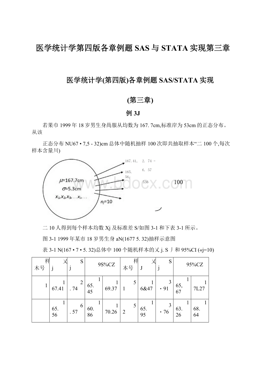 医学统计学第四版各章例题SAS与STATA实现第三章.docx_第1页