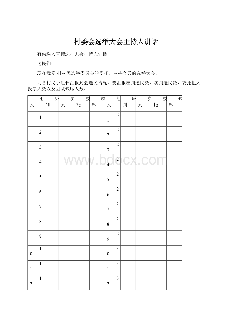 村委会选举大会主持人讲话Word文件下载.docx_第1页