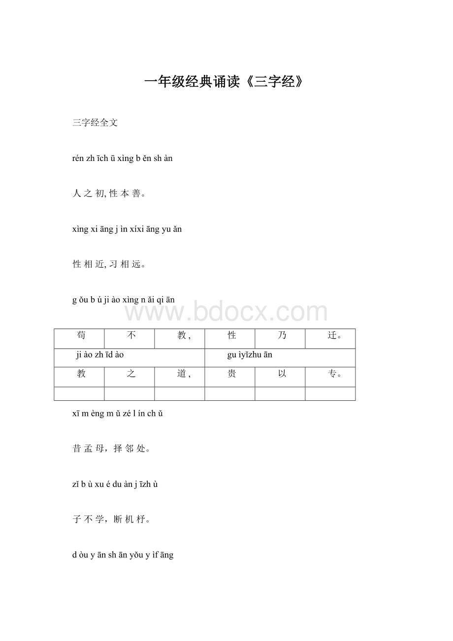 一年级经典诵读《三字经》文档格式.docx_第1页