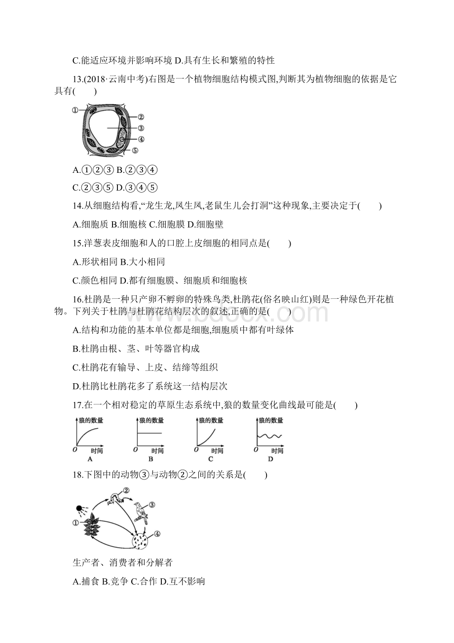 新人教版生物七年级上册期中测评.docx_第3页