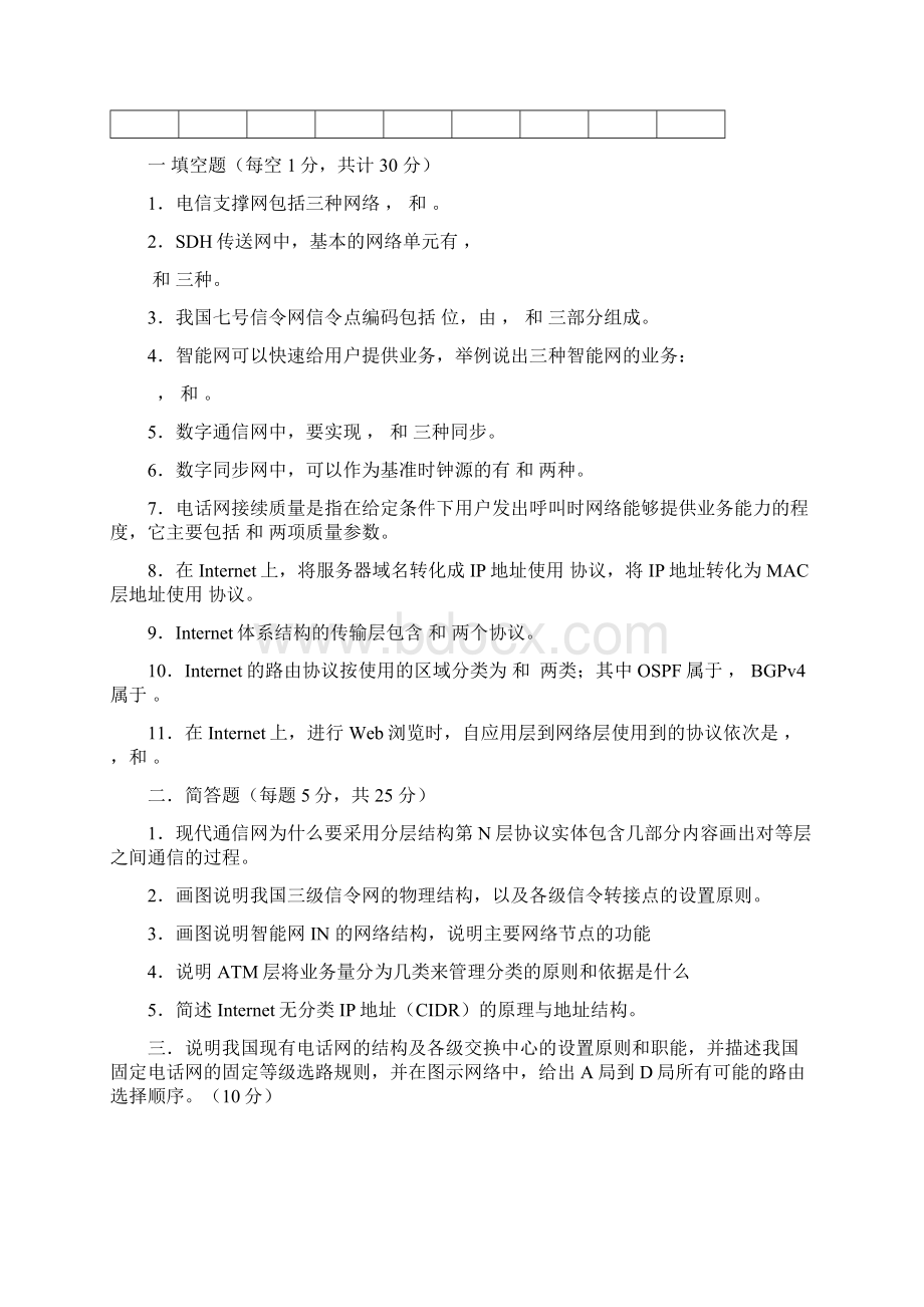 现代通信网试题及答案.docx_第2页