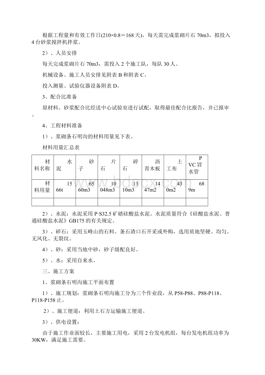 浆砌条石明排水沟施工方案Word下载.docx_第2页